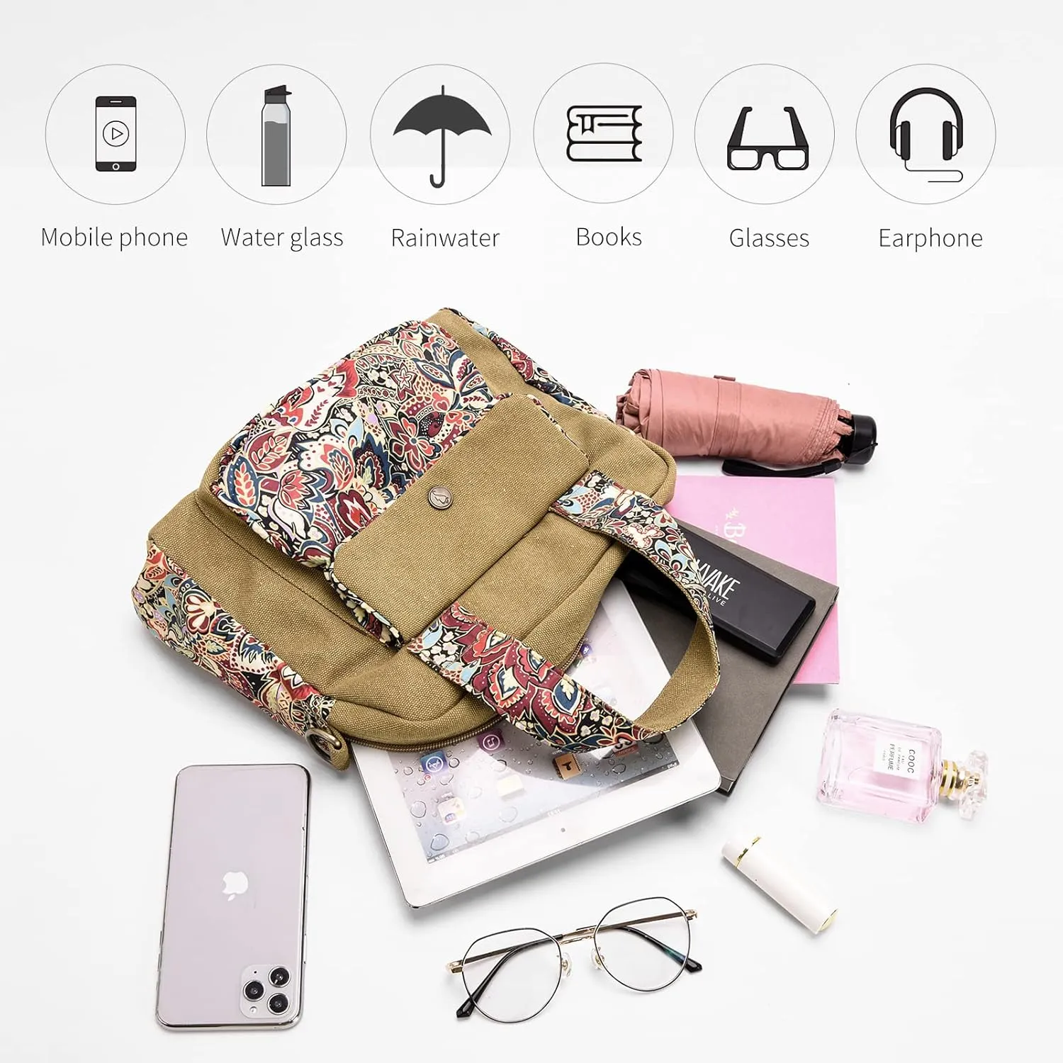Black Butterfly Premium Canvas Shoulder Bag, Top Handle for Women, Lightweight Handbag, Small Style Crossbody