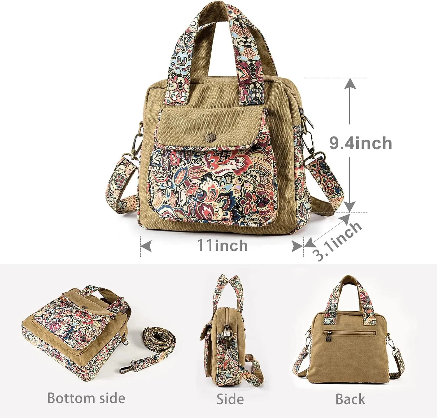 Black Butterfly Premium Canvas Shoulder Bag, Top Handle for Women, Lightweight Handbag, Small Style Crossbody