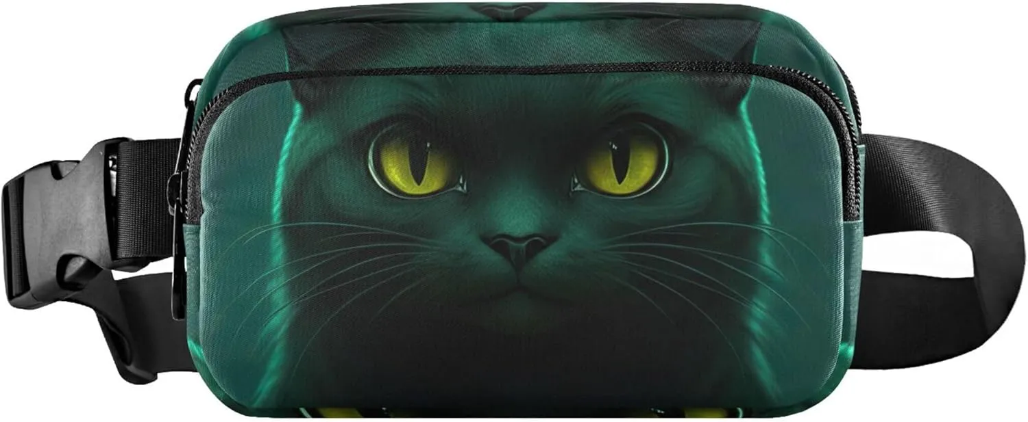 Black Cat Dark Womens Fanny Pack Waterproof Everywhere Belt Bag Cute Waist Pouches for Men