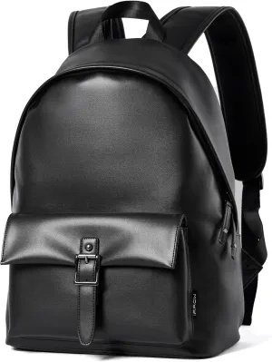 Black Leather Backpack For Men Waterproof Carry On BackPack Large Rucksack Fit 16-inch Laptop Hiking Daypack Travel Sport College Backpack