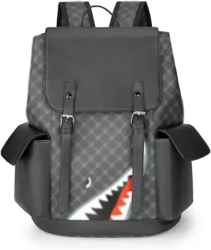 Black Leather Laptop Backpack Lightweight School Backpack Bookbag, Multi functional Business Travel Backpack (Black 2,ONE SIZE)