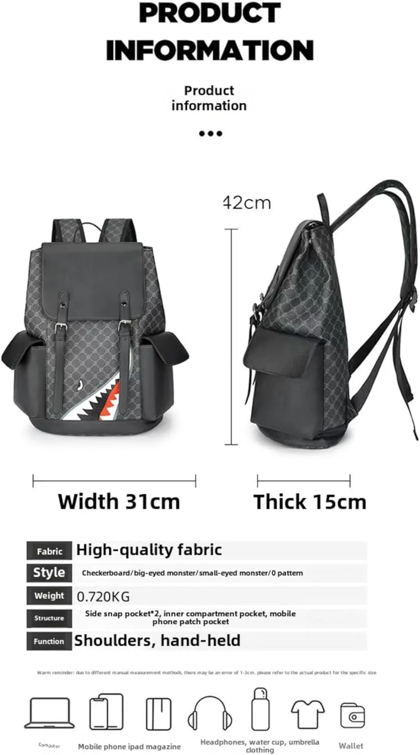 Black Leather Laptop Backpack Lightweight School Backpack Bookbag, Multi functional Business Travel Backpack (Black 2,ONE SIZE)