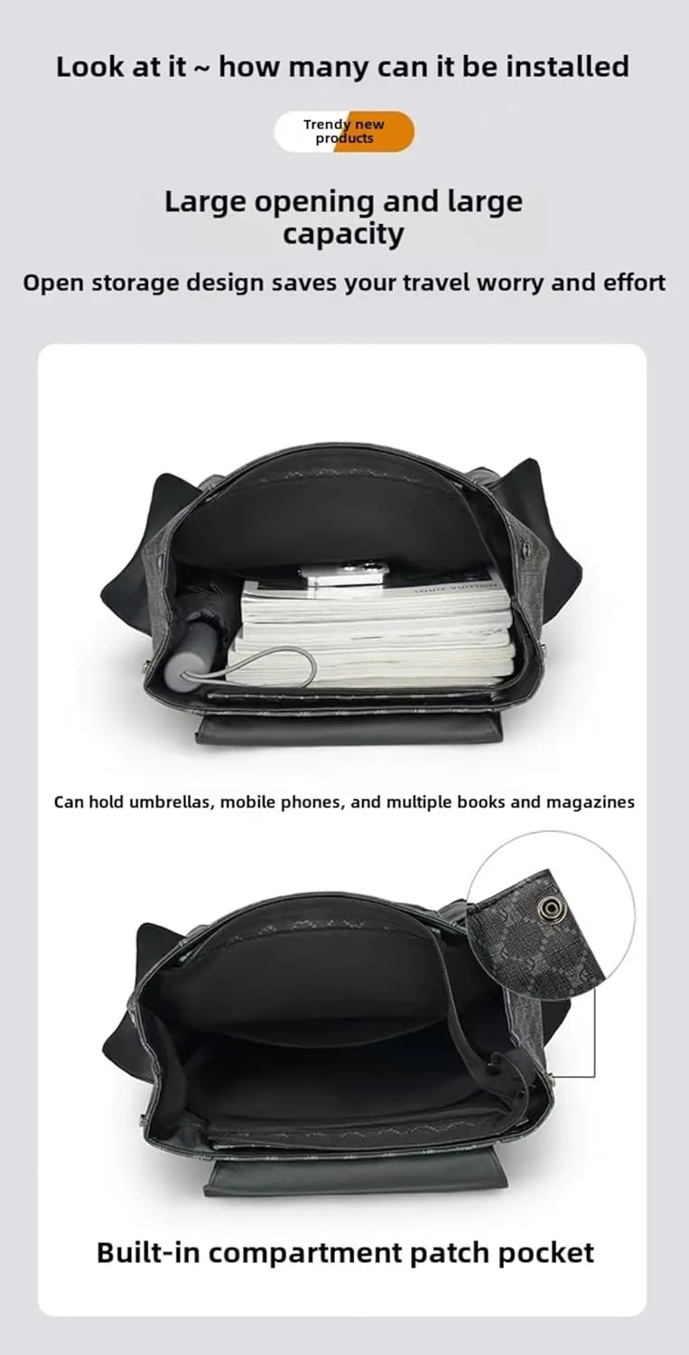 Black Leather Laptop Backpack Lightweight School Backpack Bookbag, Multi functional Business Travel Backpack (Black 2,ONE SIZE)