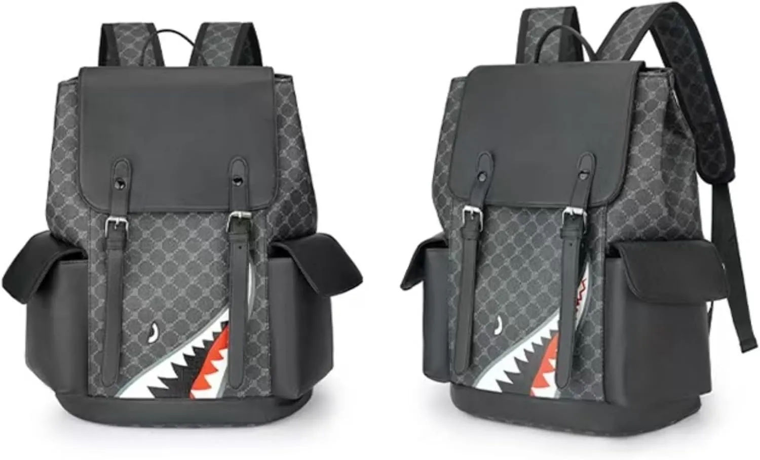 Black Leather Laptop Backpack Lightweight School Backpack Bookbag, Multi functional Business Travel Backpack (Black 2,ONE SIZE)