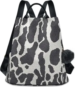 Black White Reptile Pattern Backpack for Women Anti Theft Large Fashion Travel Shoulder Bag Purse Rucksack Lightweight