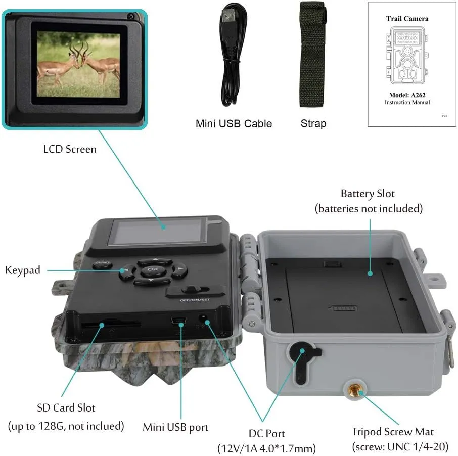 BLAZEVIDEO 32MP 1296P Game & Trail Camera 90ft Night Vision Motion Activated Waterproof Farm & Ranch Field Camera for Outdoor Deer Hunting Tracking & Backyard Surveillance