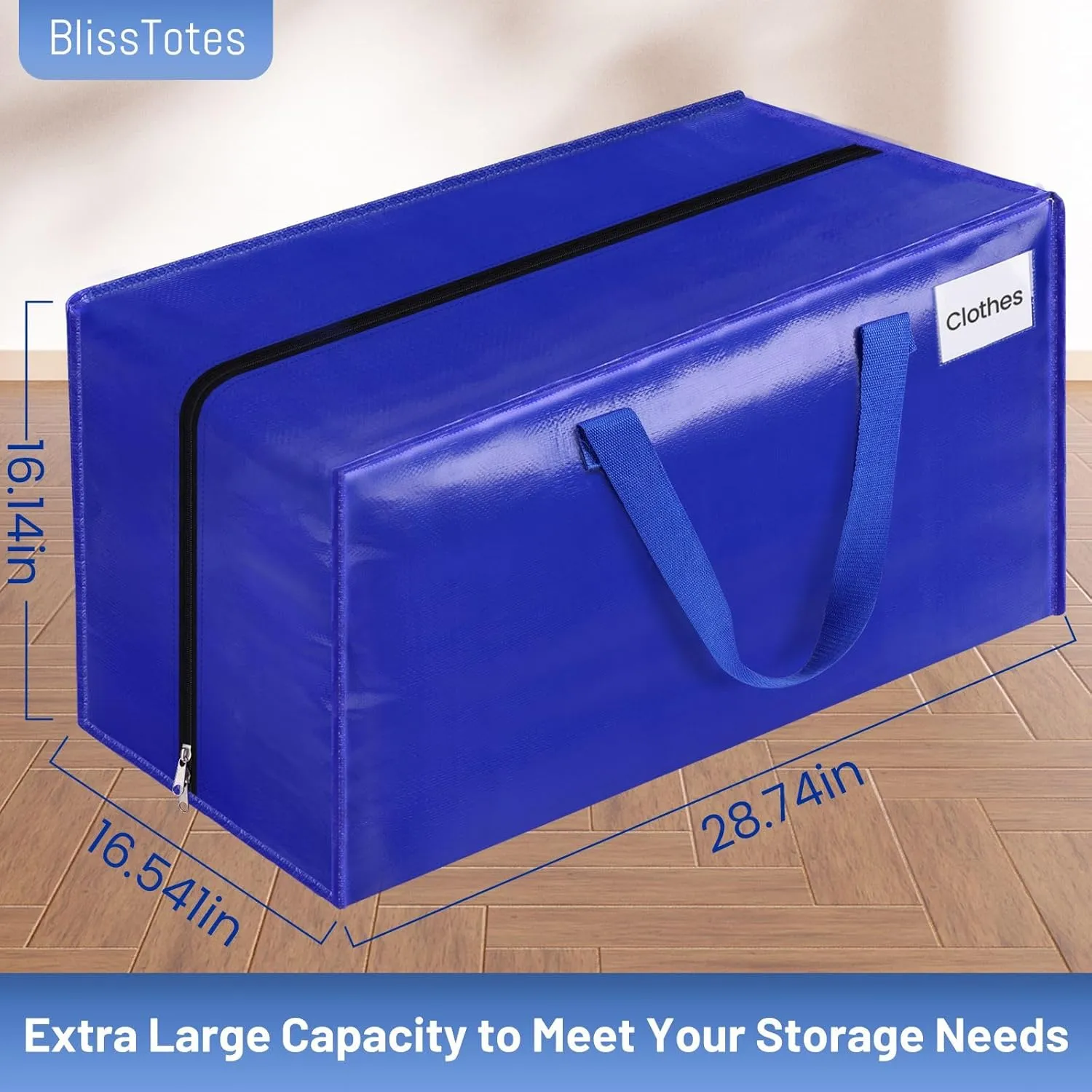 BlissTotes Moving Bags, Heavy Duty Moving Supplies & Storage Bags, Extra Large Packing Bags, Boxes with Tag Pockets, Collapsible Fold Flat Storage Totes, Alternative to Box and Bin, 125L, 4 Packs