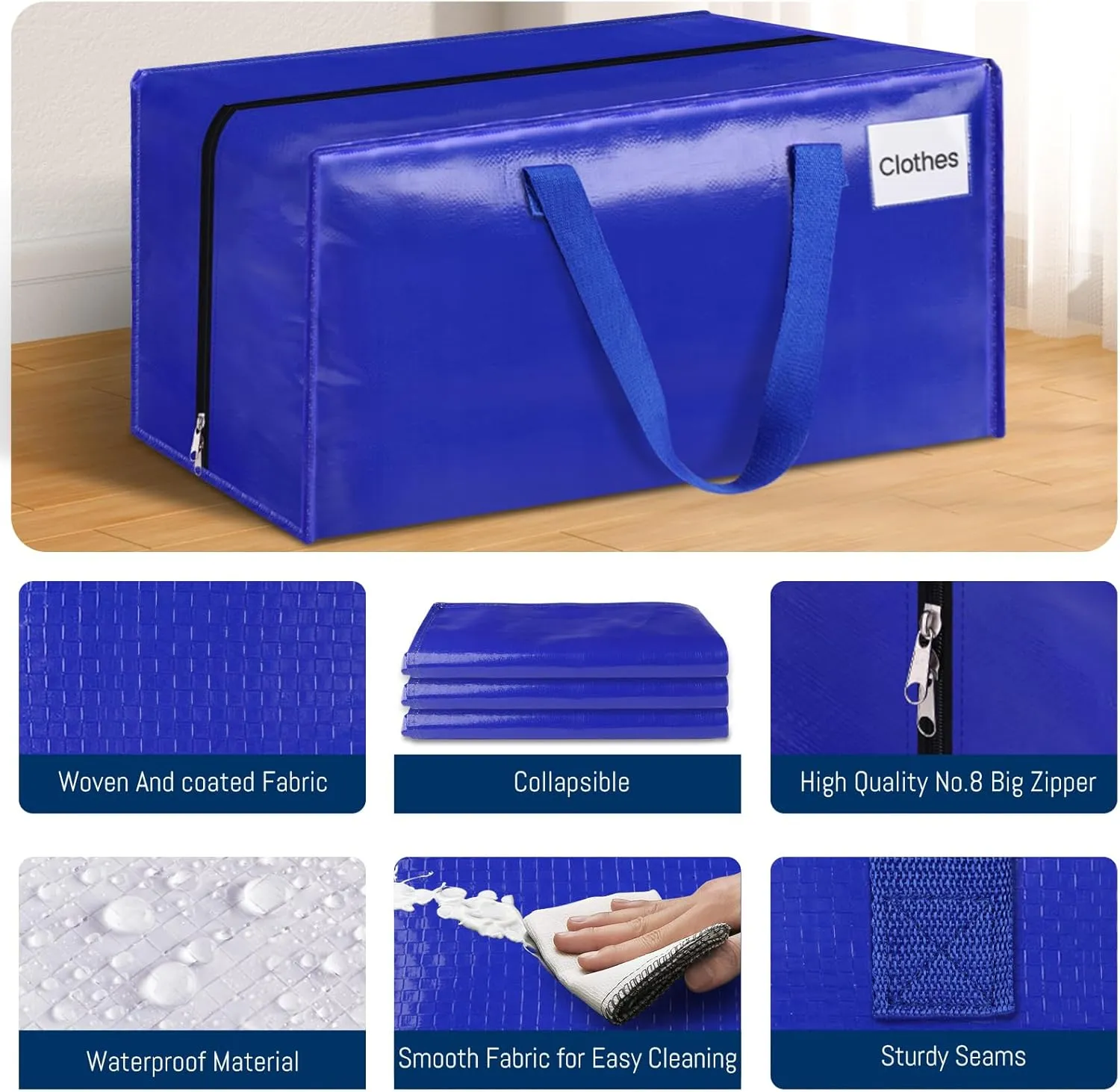 BlissTotes Moving Bags, Heavy Duty Moving Supplies & Storage Bags, Extra Large Packing Bags, Boxes with Tag Pockets, Collapsible Fold Flat Storage Totes, Alternative to Box and Bin, 125L, 4 Packs