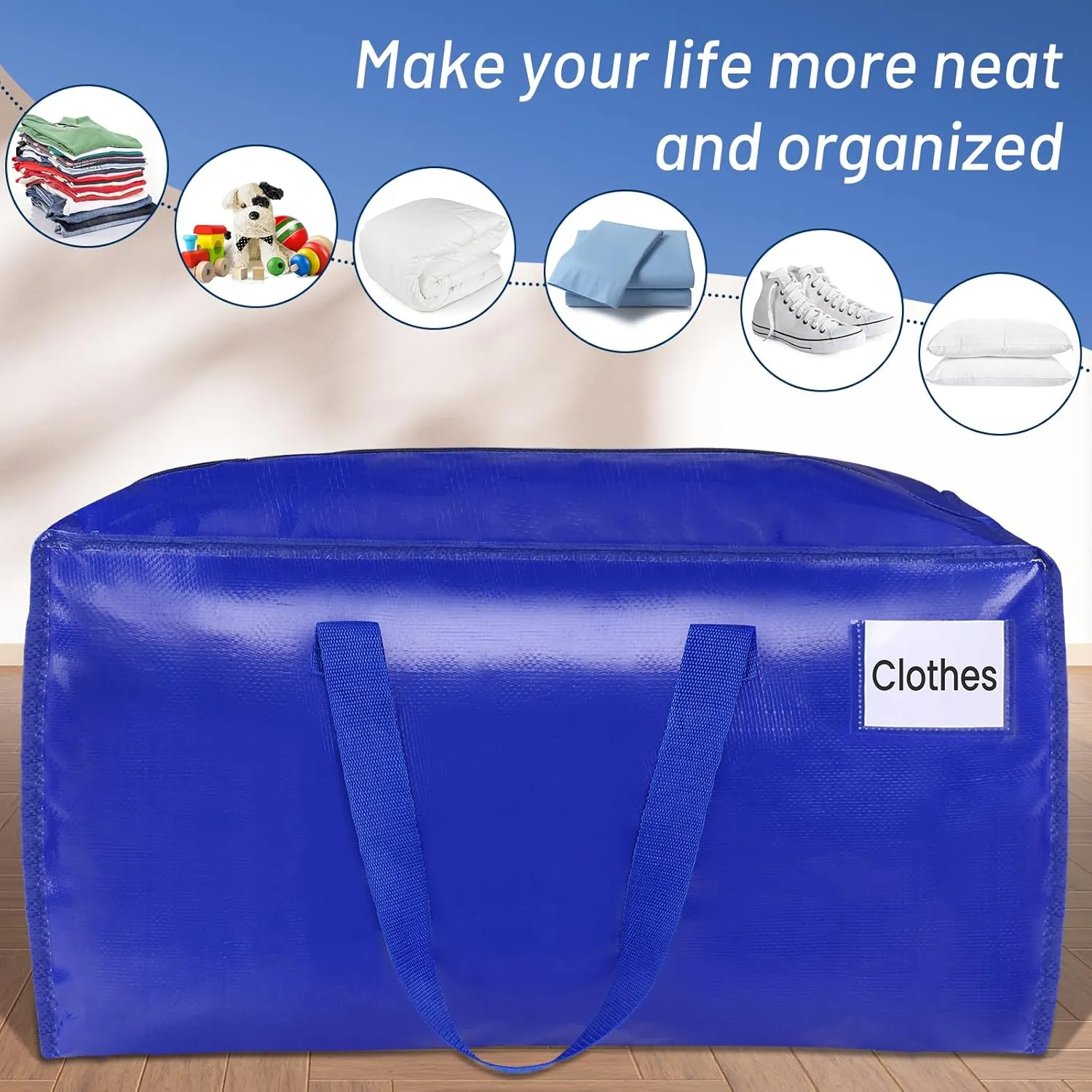 BlissTotes Moving Bags, Heavy Duty Moving Supplies & Storage Bags, Extra Large Packing Bags, Boxes with Tag Pockets, Collapsible Fold Flat Storage Totes, Alternative to Box and Bin, 125L, 4 Packs