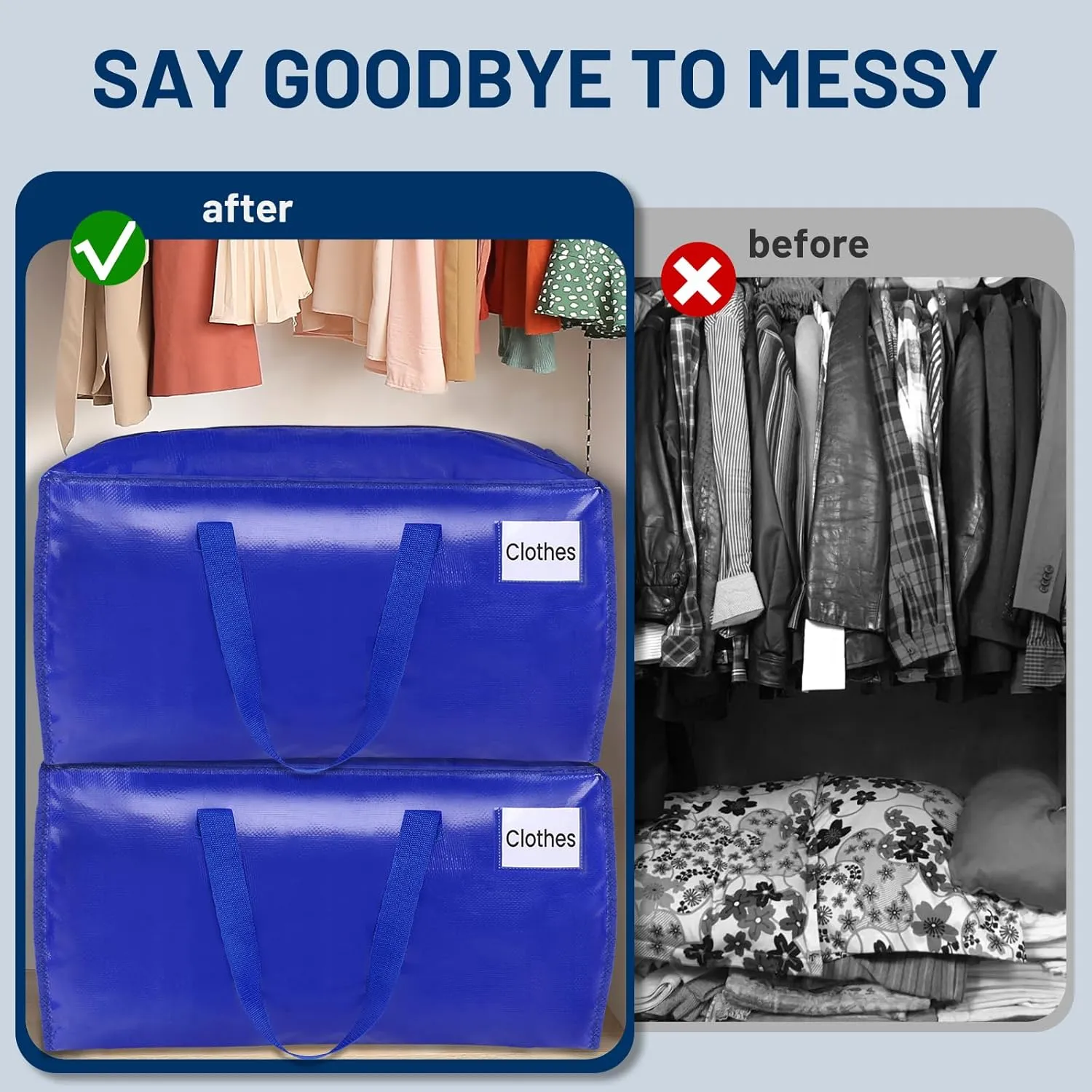 BlissTotes Moving Bags, Heavy Duty Moving Supplies & Storage Bags, Extra Large Packing Bags, Boxes with Tag Pockets, Collapsible Fold Flat Storage Totes, Alternative to Box and Bin, 125L, 4 Packs