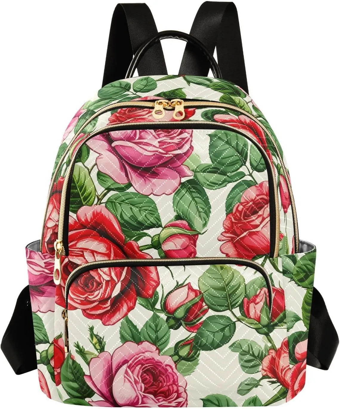 Blooming Roses Foliage Ivory Backpack Purse for Women Travel Backpack with Anti-theft Back for Ladies Hiking S