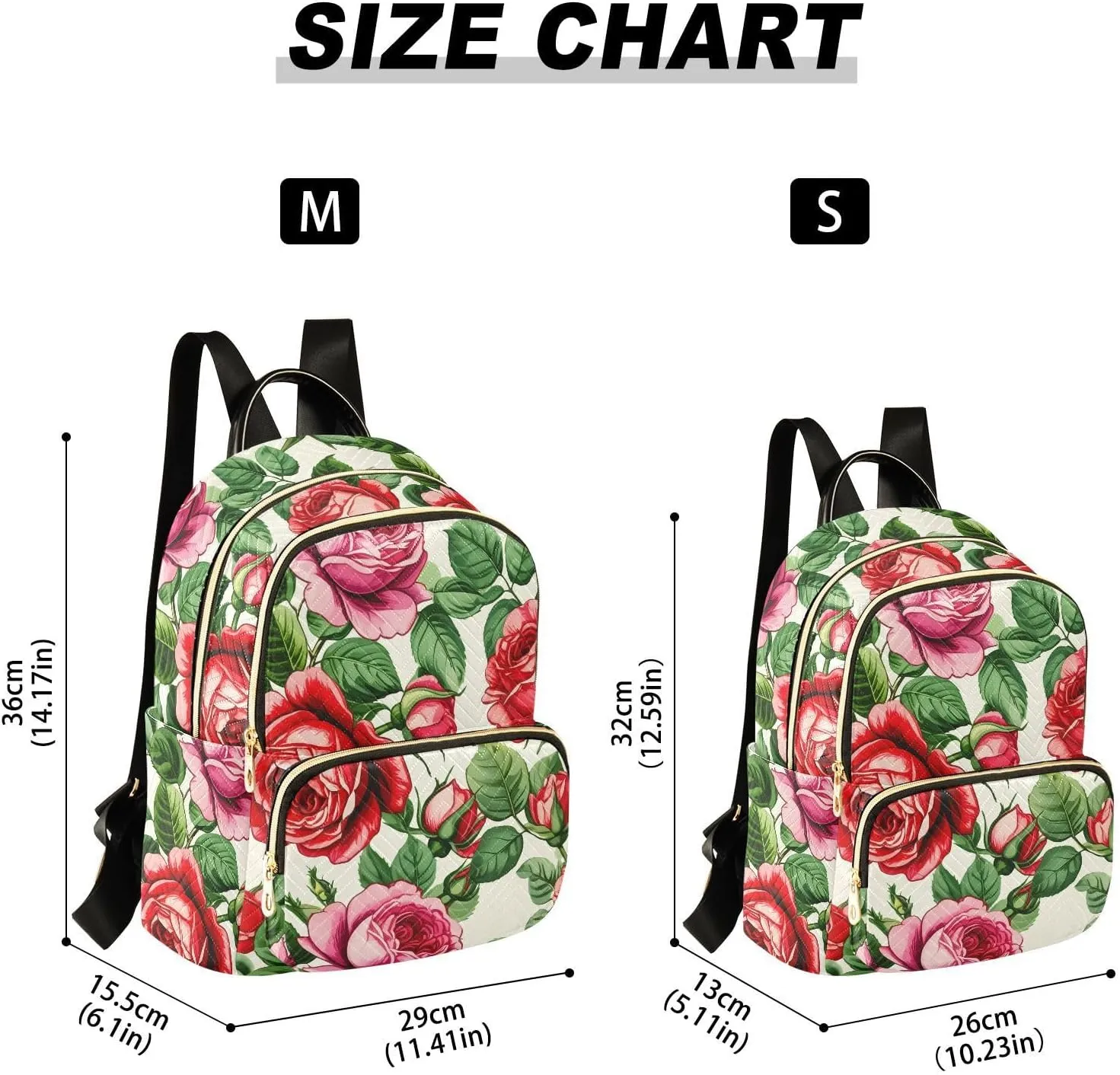 Blooming Roses Foliage Ivory Backpack Purse for Women Travel Backpack with Anti-theft Back for Ladies Hiking S