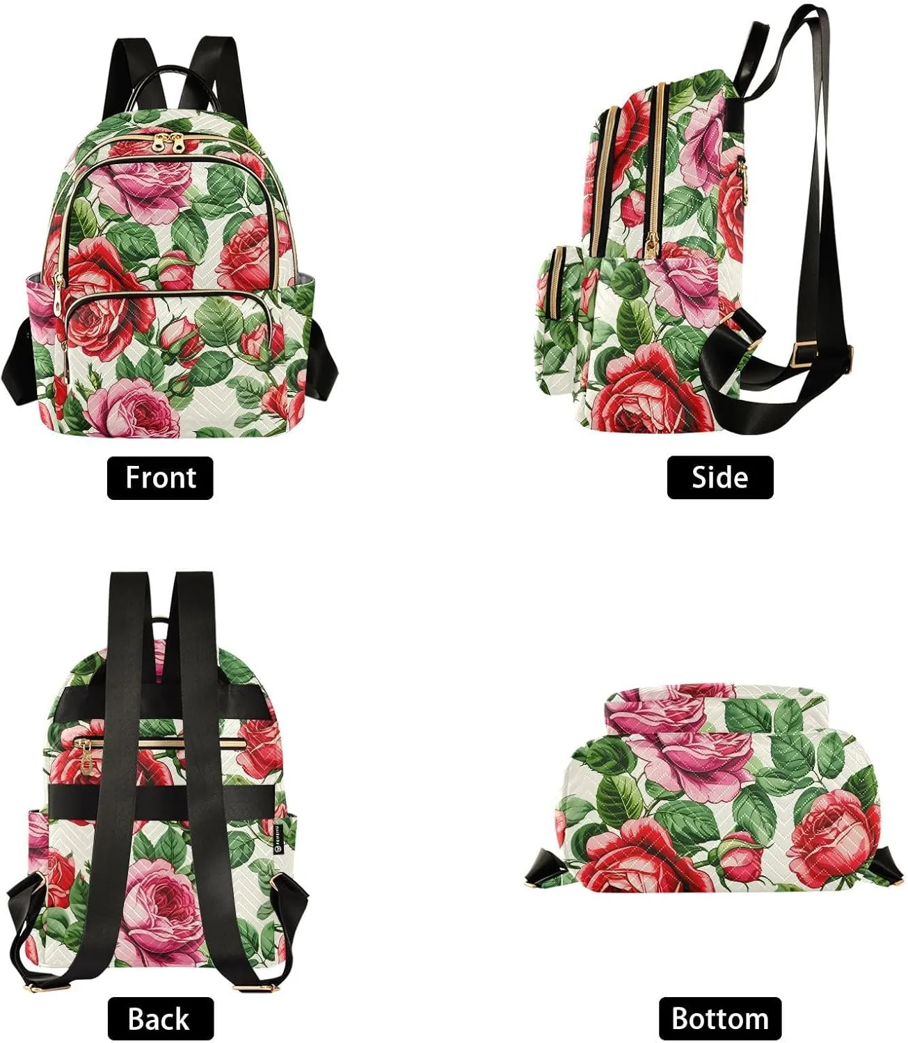 Blooming Roses Foliage Ivory Backpack Purse for Women Travel Backpack with Anti-theft Back for Ladies Hiking S
