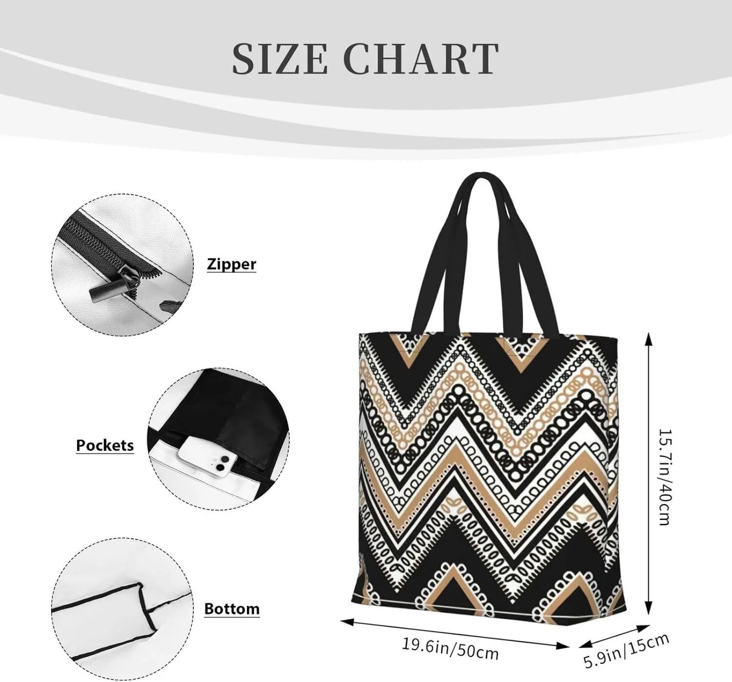 Blue Beige Stripe Print Tote Bag Casual Shoulder Bag Handbag Reusable Shopping Travel Bag Gifts For Women