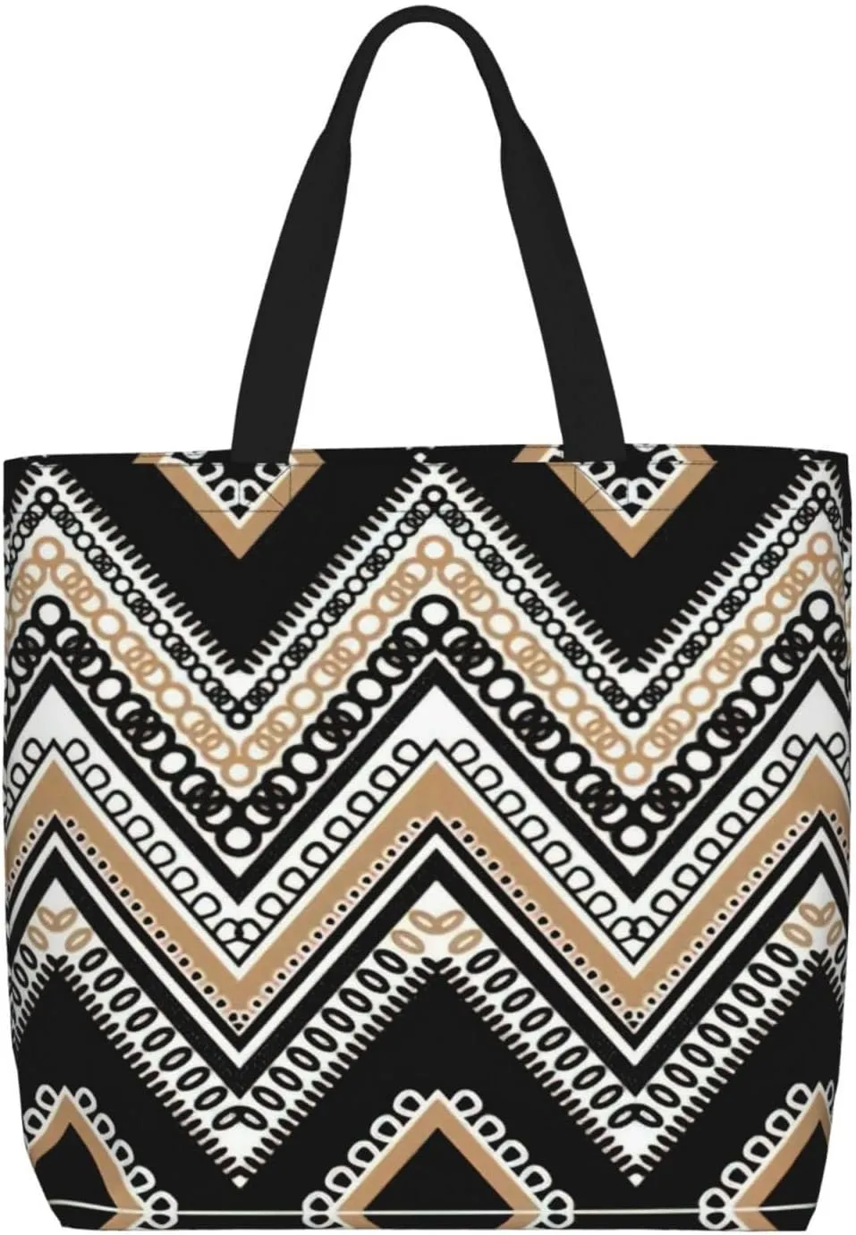 Blue Beige Stripe Print Tote Bag Casual Shoulder Bag Handbag Reusable Shopping Travel Bag Gifts For Women