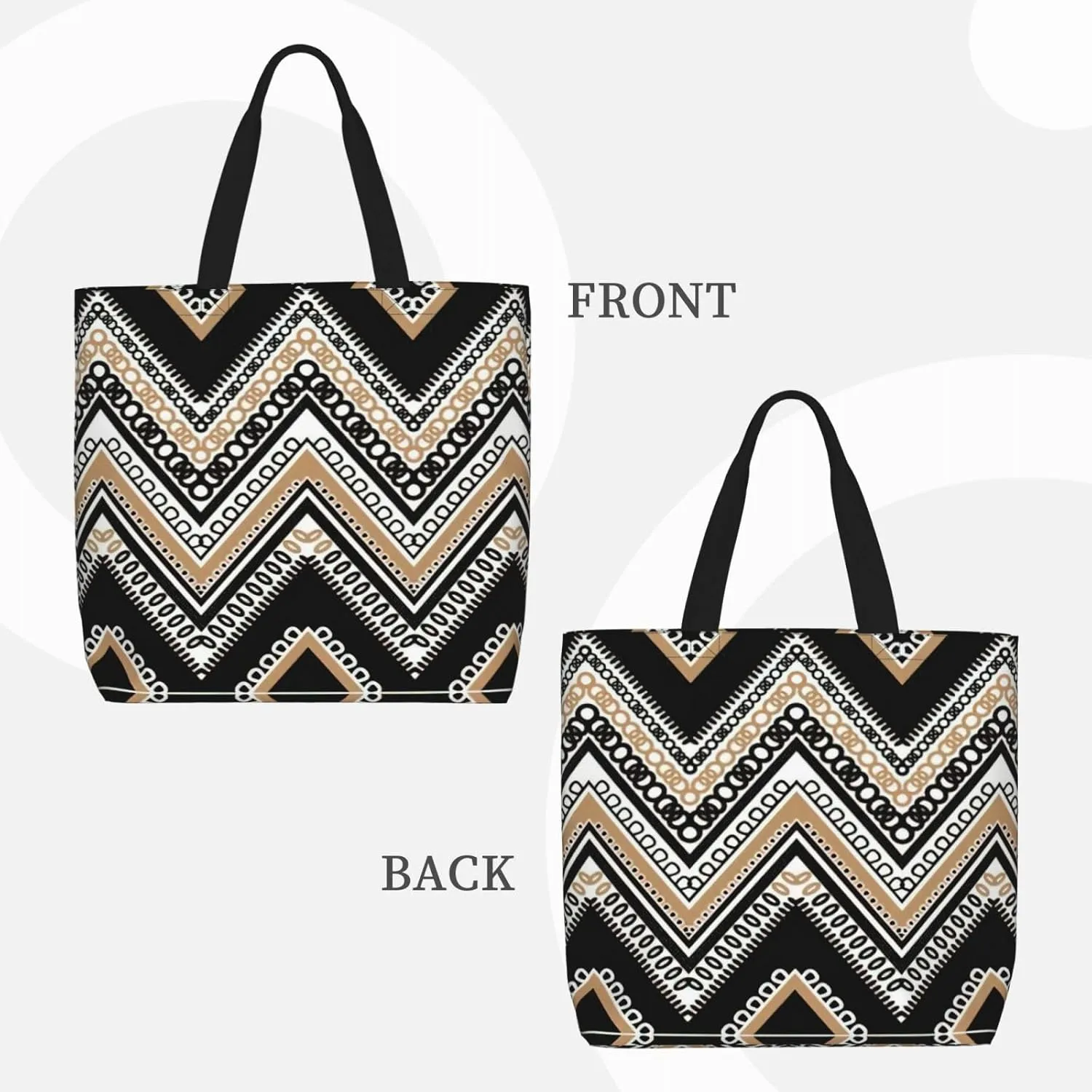 Blue Beige Stripe Print Tote Bag Casual Shoulder Bag Handbag Reusable Shopping Travel Bag Gifts For Women