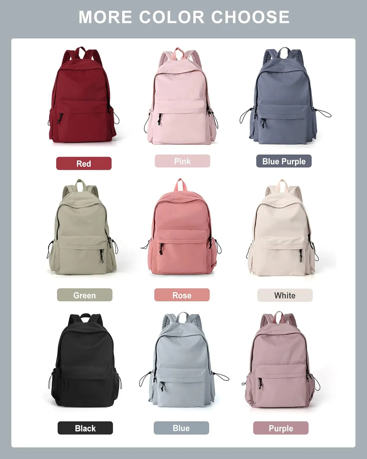 Blue Simple School Backpack for Girls Boys, Waterproof Bookbag for Women Men, College Student School Bag, Lightweight Travel Rucksack Casual Daypack, Laptop Backpacks