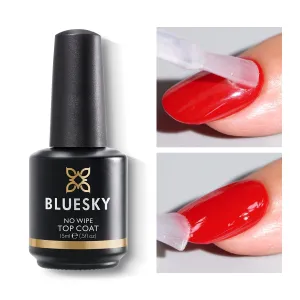 BLUESKY Gel Top Coat - No Wipe Top Coat Gel Nail Polish Glossy Shine Finish Soak Off Nail Polish Clear Lamp Need Salon Quality Nail Art Home DIY Professional Manicure Gift for Women 15ML