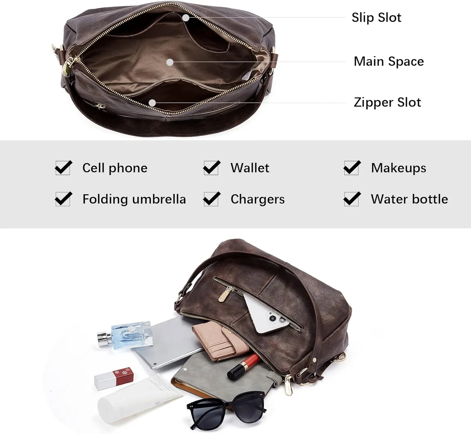 BOSTANTEN Purses for Women Vegan Leather Shoulder Bag Designer Ladies Hobo Handbags Pocketbooks