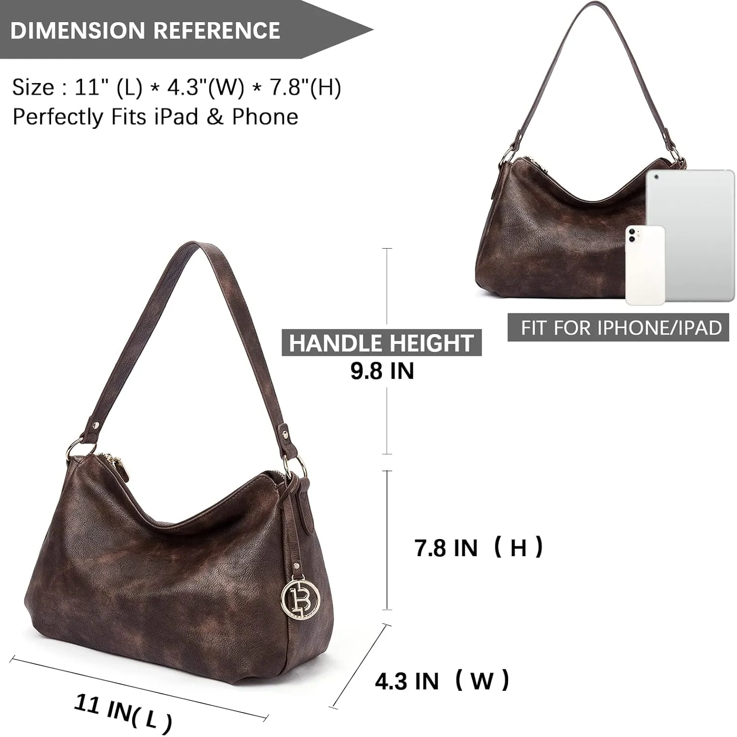 BOSTANTEN Purses for Women Vegan Leather Shoulder Bag Designer Ladies Hobo Handbags Pocketbooks