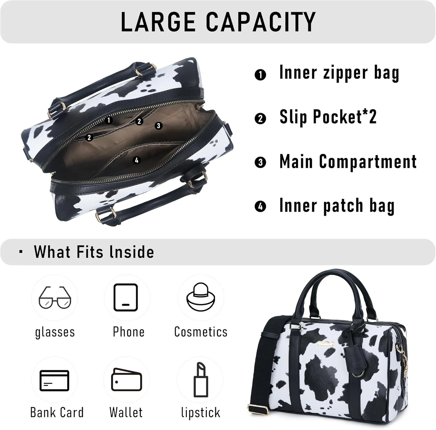Boston Bags for Women, Top Handle Satchel Purse and Handbags with Shoulder Strap
