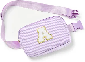Boulder Bee Belt Bag with Initial Letter, Stylish Fanny Pack for Teenager Girls, Cute Trendy Stuff, Crossbody Bags, Birthday Gifts Bag, Christmas Gift(Purple, Letter A)