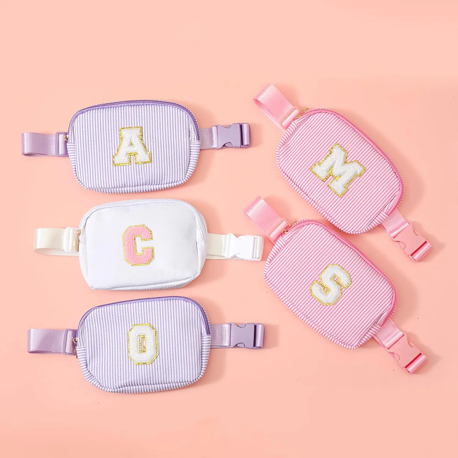 Boulder Bee Belt Bag with Initial Letter, Stylish Fanny Pack for Teenager Girls, Cute Trendy Stuff, Crossbody Bags, Birthday Gifts Bag, Christmas Gift(Purple, Letter A)