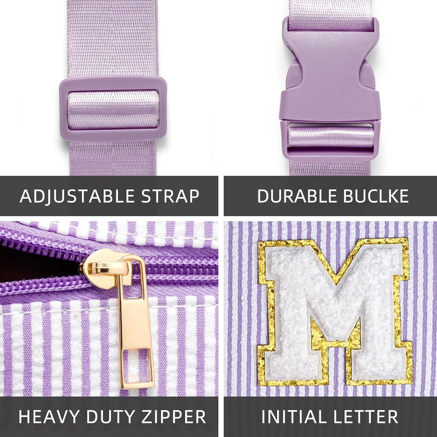 Boulder Bee Belt Bag with Initial Letter, Stylish Fanny Pack for Teenager Girls, Cute Trendy Stuff, Crossbody Bags, Birthday Gifts Bag, Christmas Gift(Purple, Letter A)