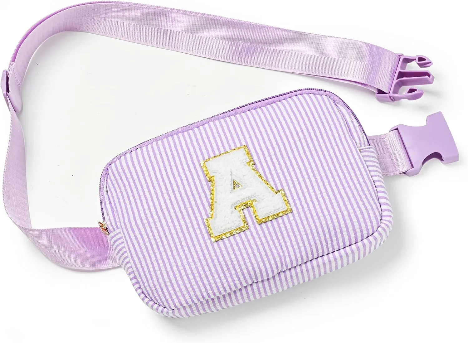 Boulder Bee Belt Bag with Initial Letter, Stylish Fanny Pack for Teenager Girls, Cute Trendy Stuff, Crossbody Bags, Birthday Gifts Bag, Christmas Gift(Purple, Letter A)