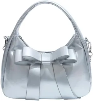 Bow Purse,Cute Clutch Y2K Crossbody Bag,Soft Leather Shoulder Bag Top-handle Small Designer Handbag with Chain Strap