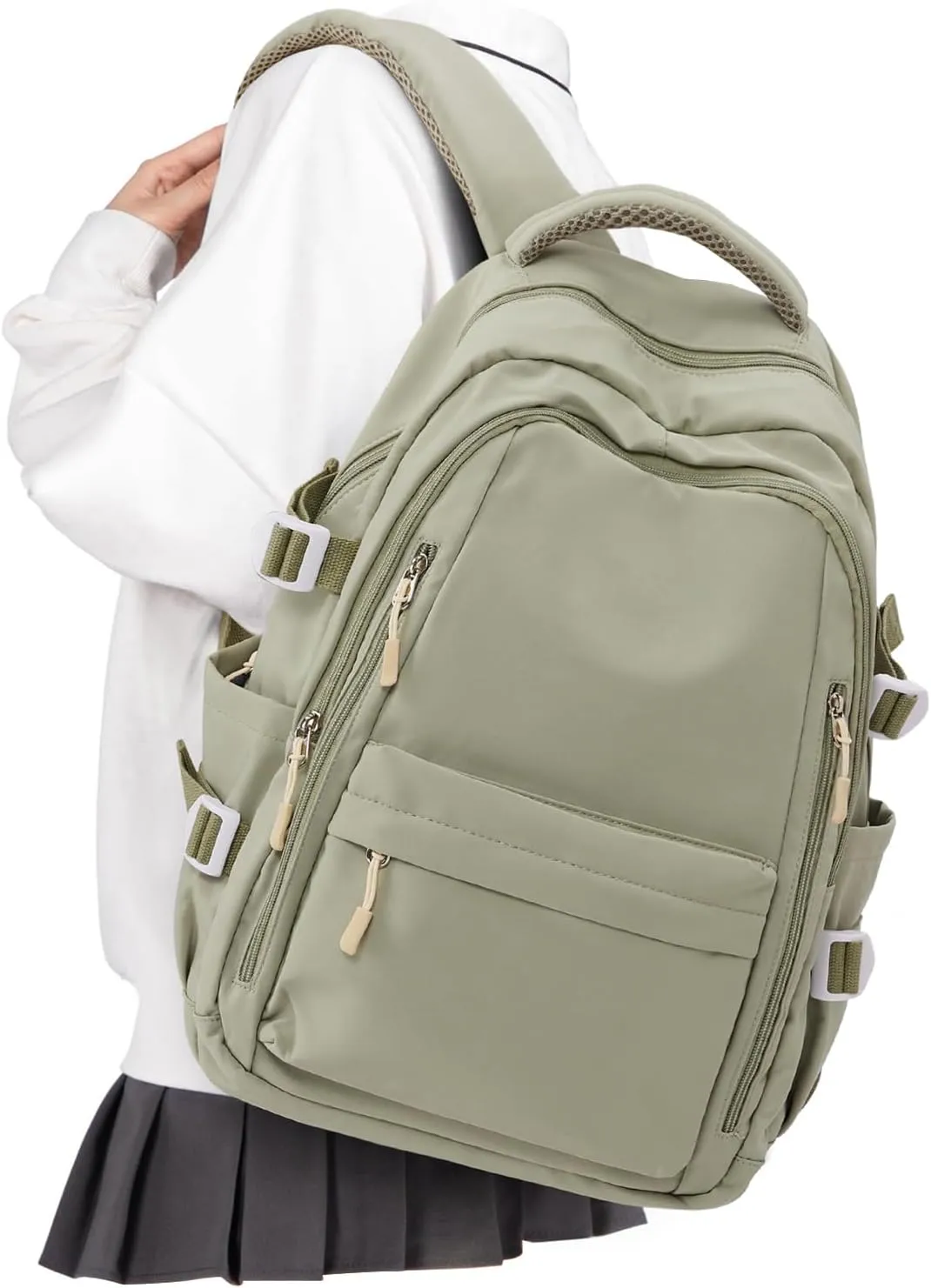 BOXSAM Lightweight Backpack for Women, Large Laptop Travel Backpack Casual Daypack College Bag Rucksack for Men. Green