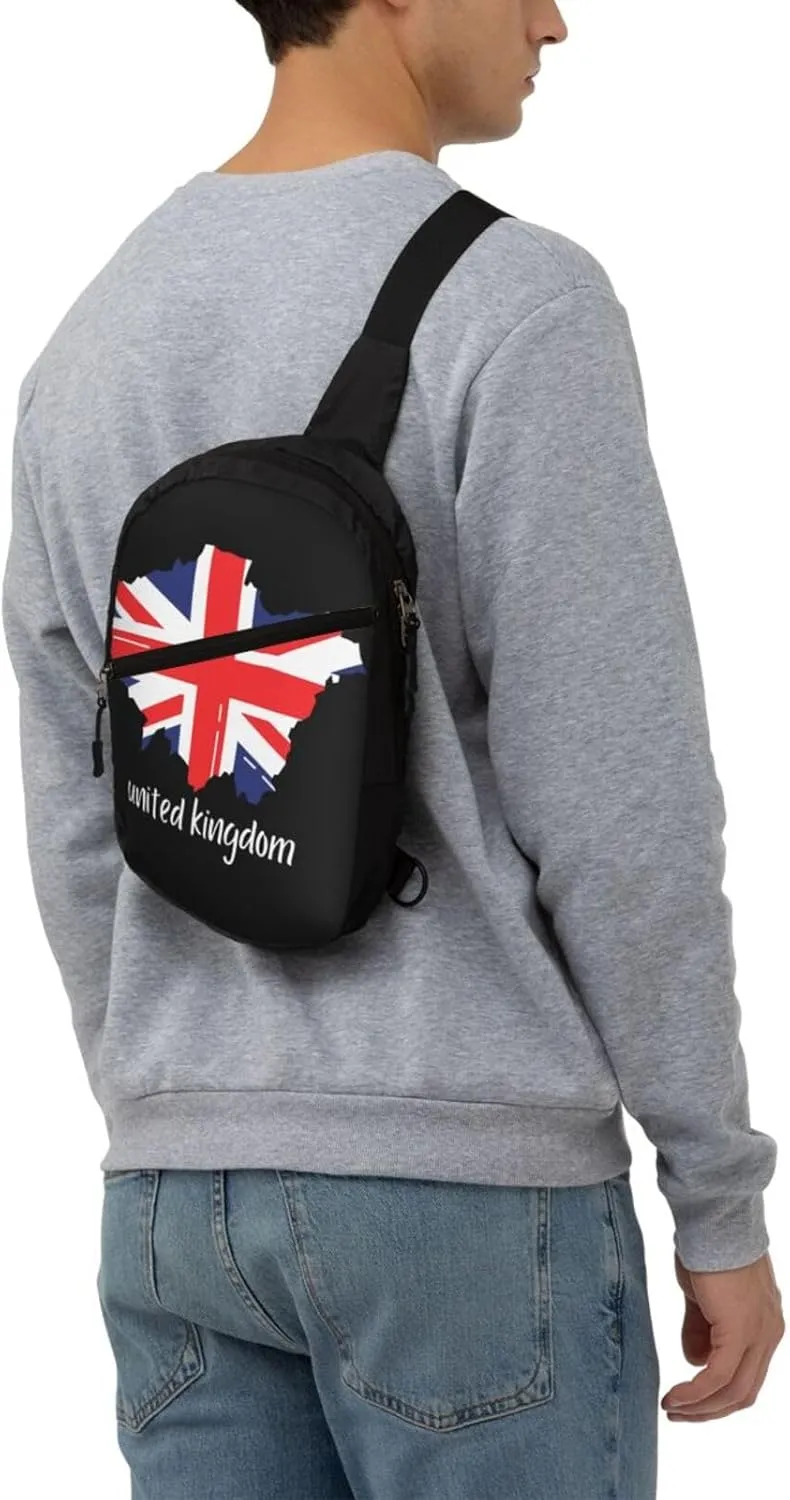 British England UK English Flag Crossbody Bag Portable Sling Bags Foldable Chest Daypack Reusable Sports Shoulder Backpack Diagonally Casual Rucksack Travel Bag