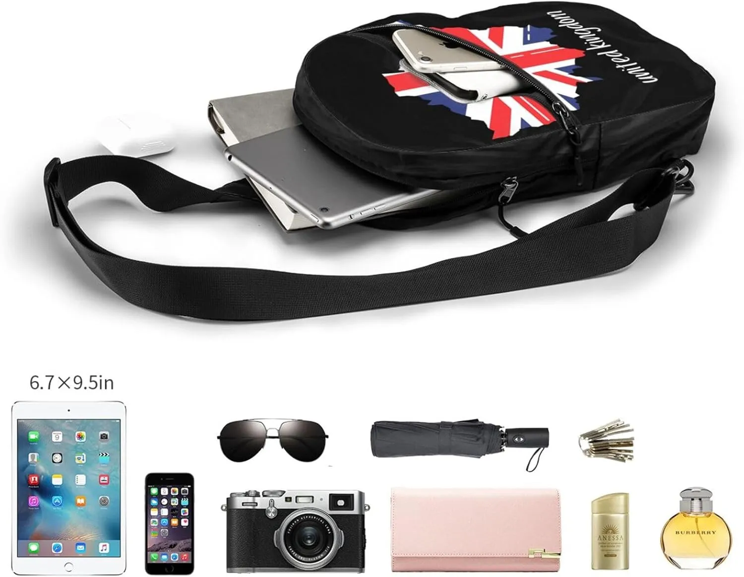 British England UK English Flag Crossbody Bag Portable Sling Bags Foldable Chest Daypack Reusable Sports Shoulder Backpack Diagonally Casual Rucksack Travel Bag