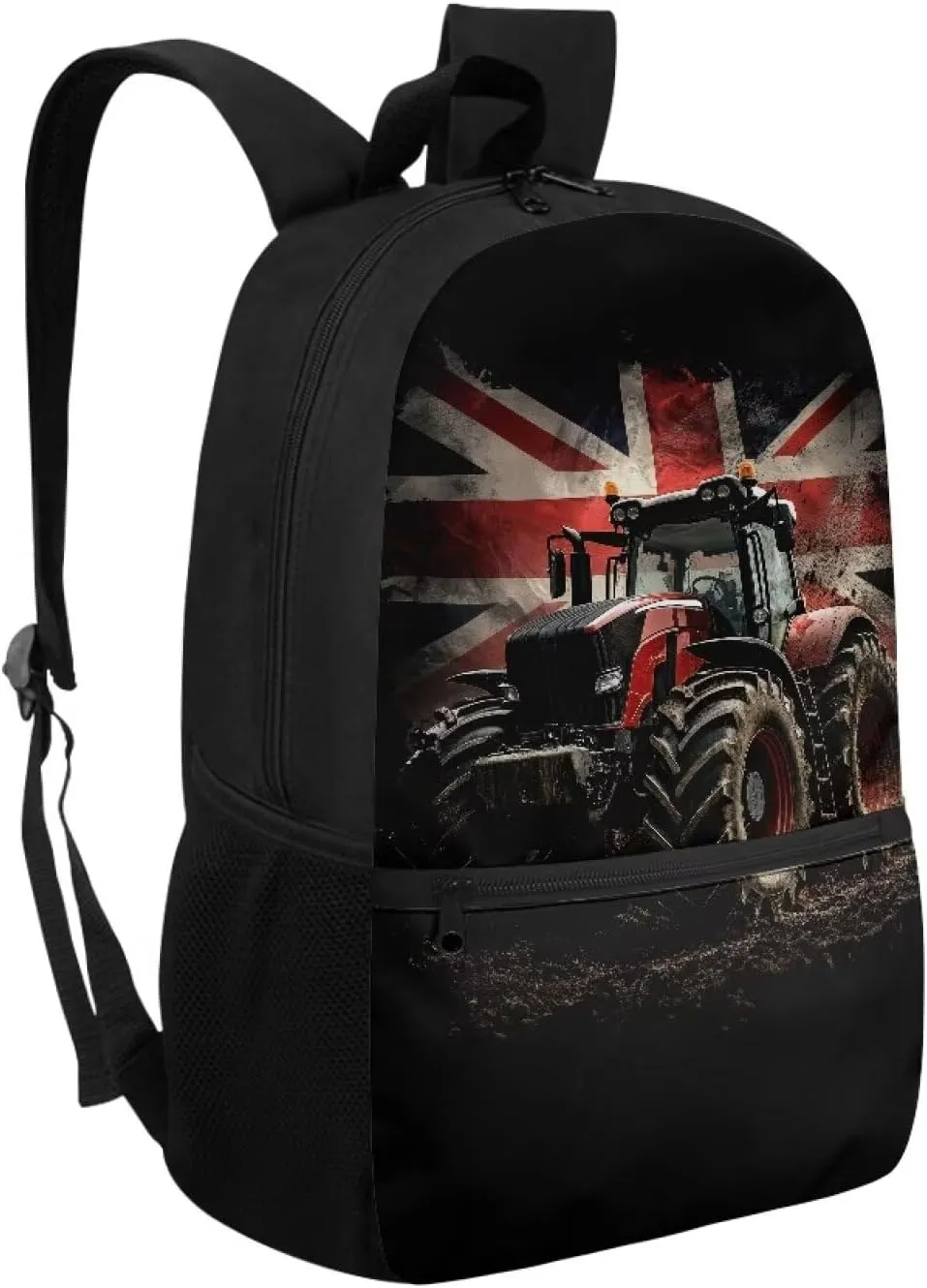 British Flag Tractor Backpack for Kids School Bookbags Boys Girls Novelty Travel Rucksack Work Bags Large Casual Daypack