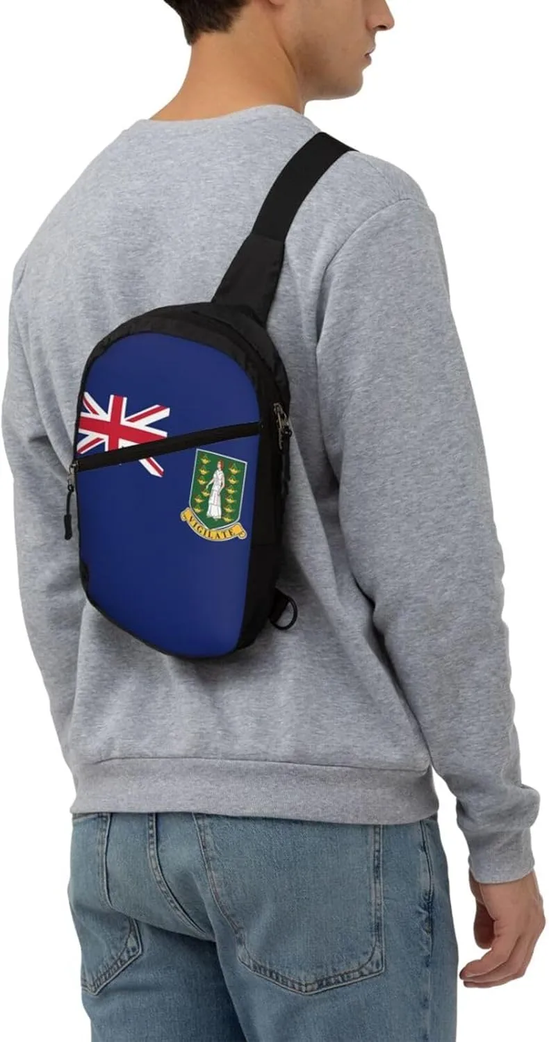 British Virgin Islands Flag Crossbody Bag Portable Sling Bags Foldable Chest Daypack Reusable Sports Shoulder Backpack Diagonally Casual Rucksack Travel Bag