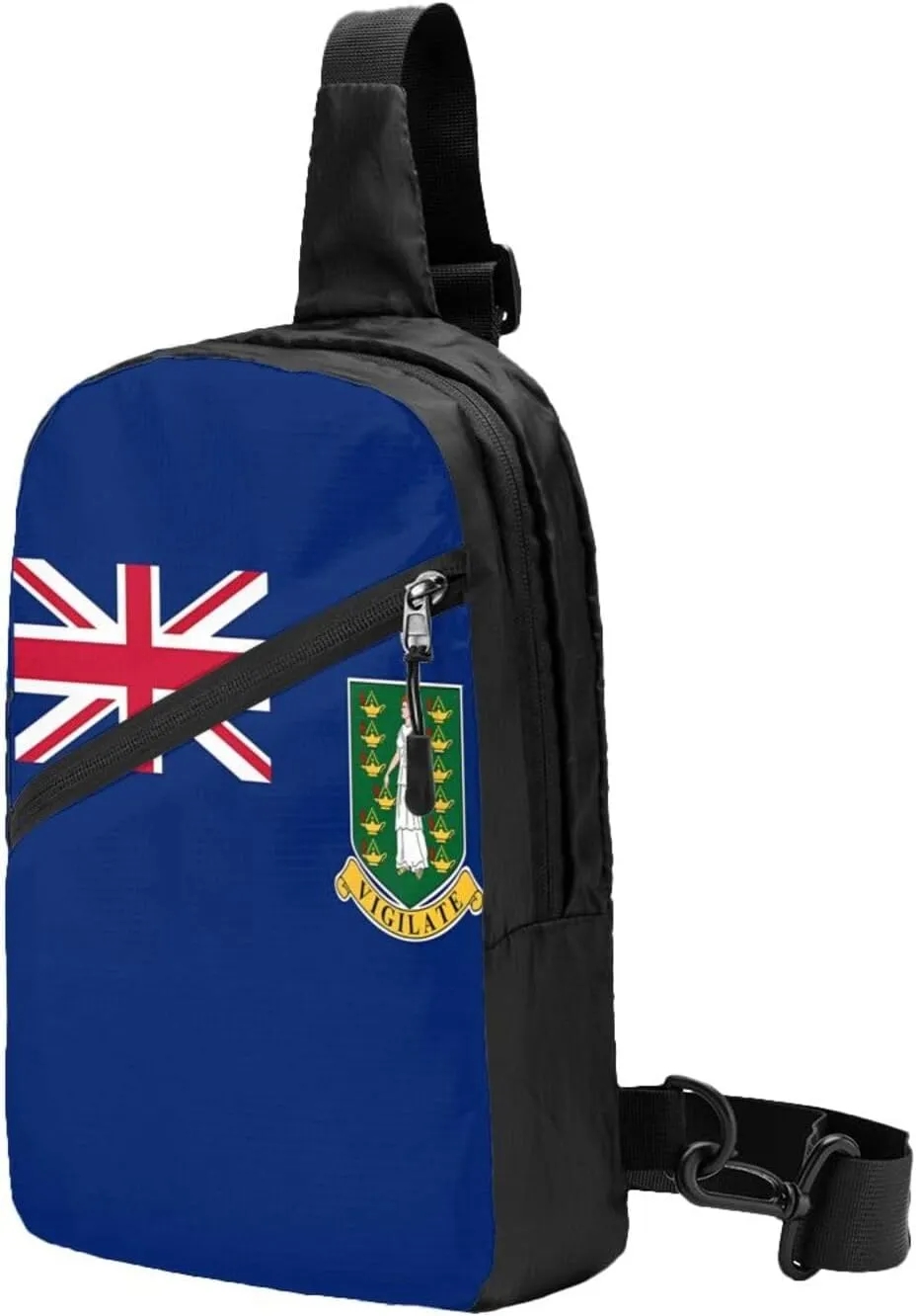 British Virgin Islands Flag Crossbody Bag Portable Sling Bags Foldable Chest Daypack Reusable Sports Shoulder Backpack Diagonally Casual Rucksack Travel Bag