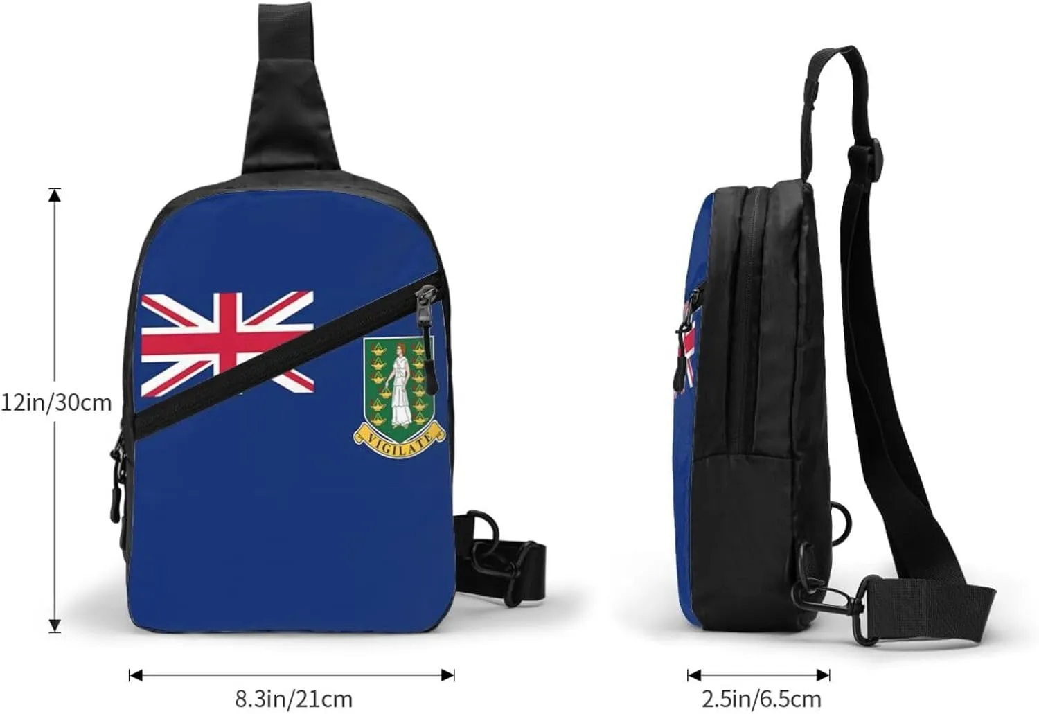 British Virgin Islands Flag Crossbody Bag Portable Sling Bags Foldable Chest Daypack Reusable Sports Shoulder Backpack Diagonally Casual Rucksack Travel Bag