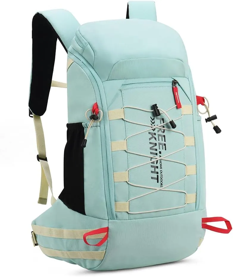 Bseash 40L Waterproof Hiking Camping Backpack with Rain Cover, Outdoor Sport Travel Daypack Rucksack for Skiing Cycling (Milk Green)