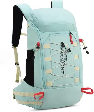 Bseash 40L Waterproof Hiking Camping Backpack with Rain Cover, Outdoor Sport Travel Daypack Rucksack for Skiing Cycling (Milk Green)