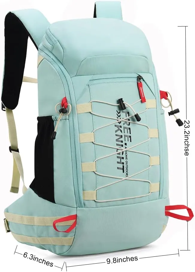 Bseash 40L Waterproof Hiking Camping Backpack with Rain Cover, Outdoor Sport Travel Daypack Rucksack for Skiing Cycling (Milk Green)