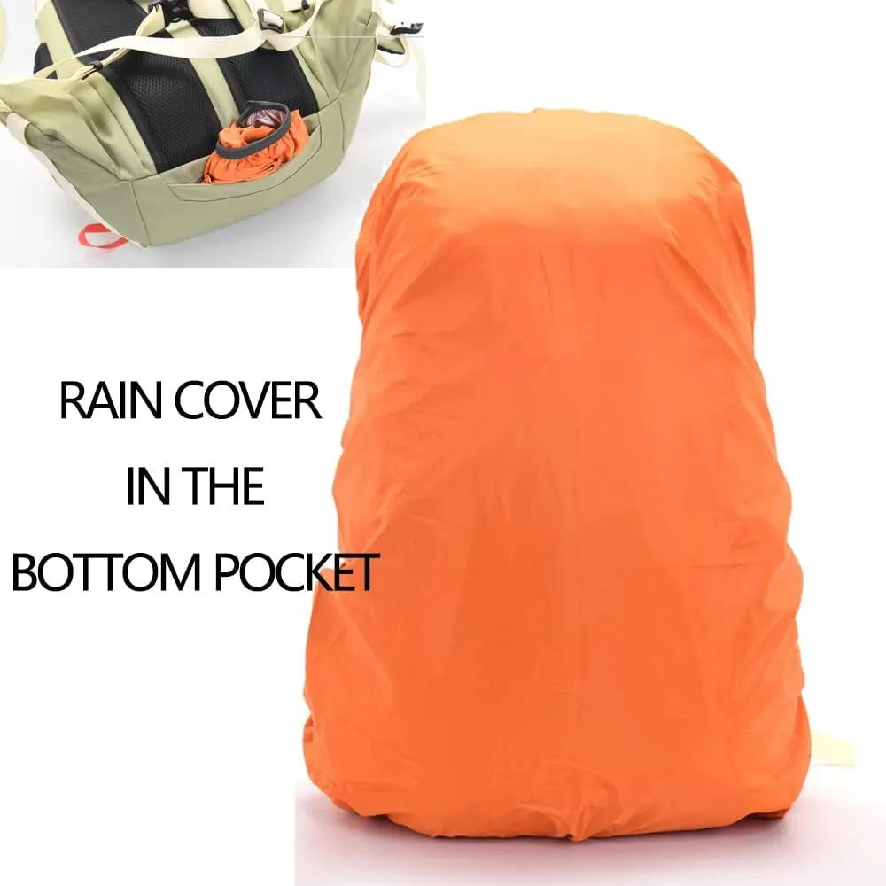 Bseash 40L Waterproof Hiking Camping Backpack with Rain Cover, Outdoor Sport Travel Daypack Rucksack for Skiing Cycling (Milk Green)