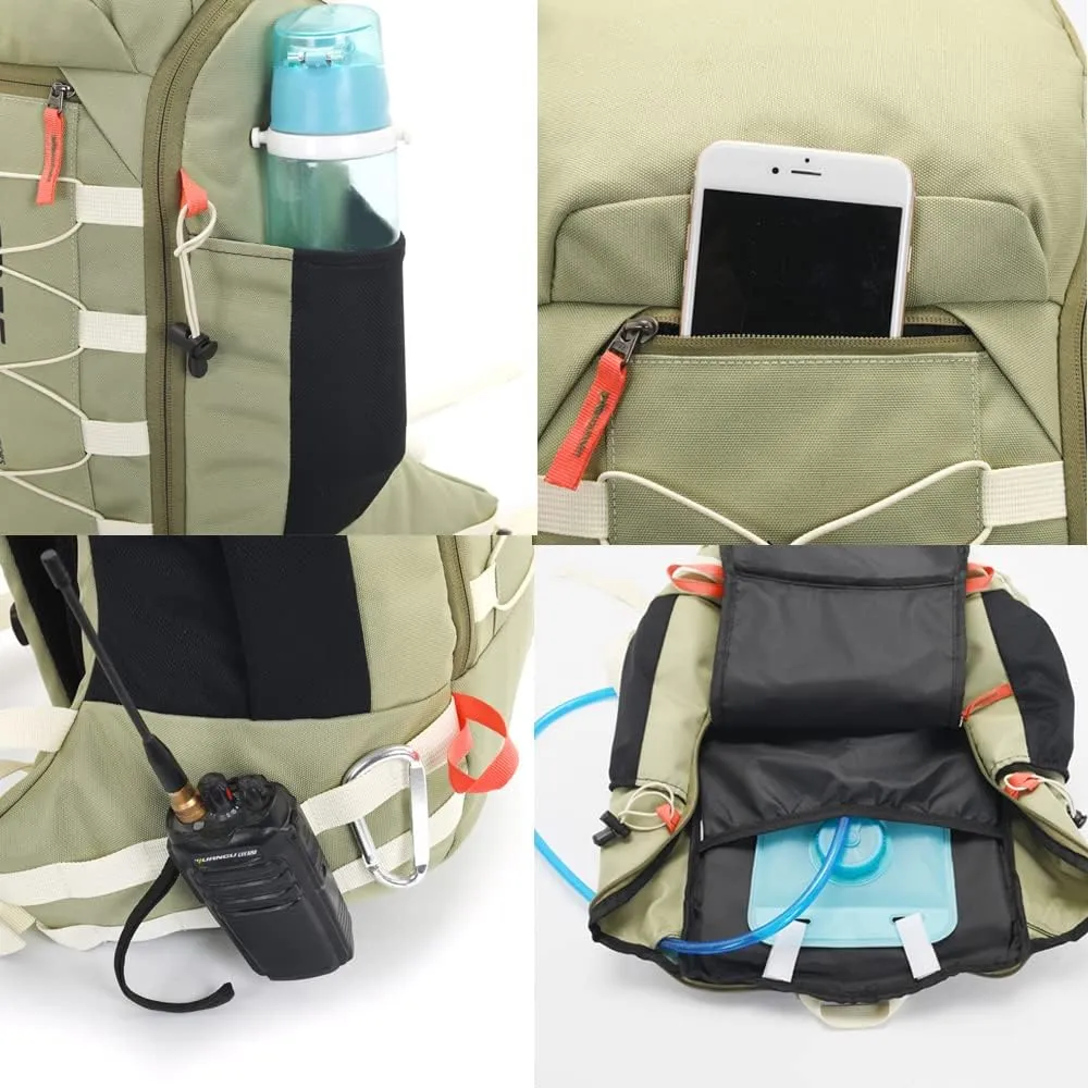 Bseash 40L Waterproof Hiking Camping Backpack with Rain Cover, Outdoor Sport Travel Daypack Rucksack for Skiing Cycling (Milk Green)