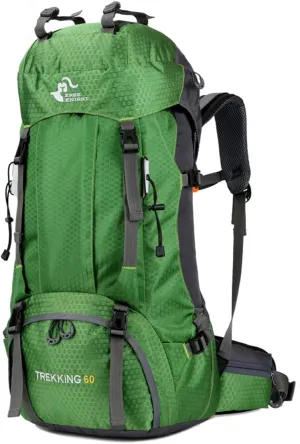 Bseash 60L Waterproof Hiking Camping Backpack with Rain Cover, Large Outdoor Sport Travel Daypack Rucksack for Climbing