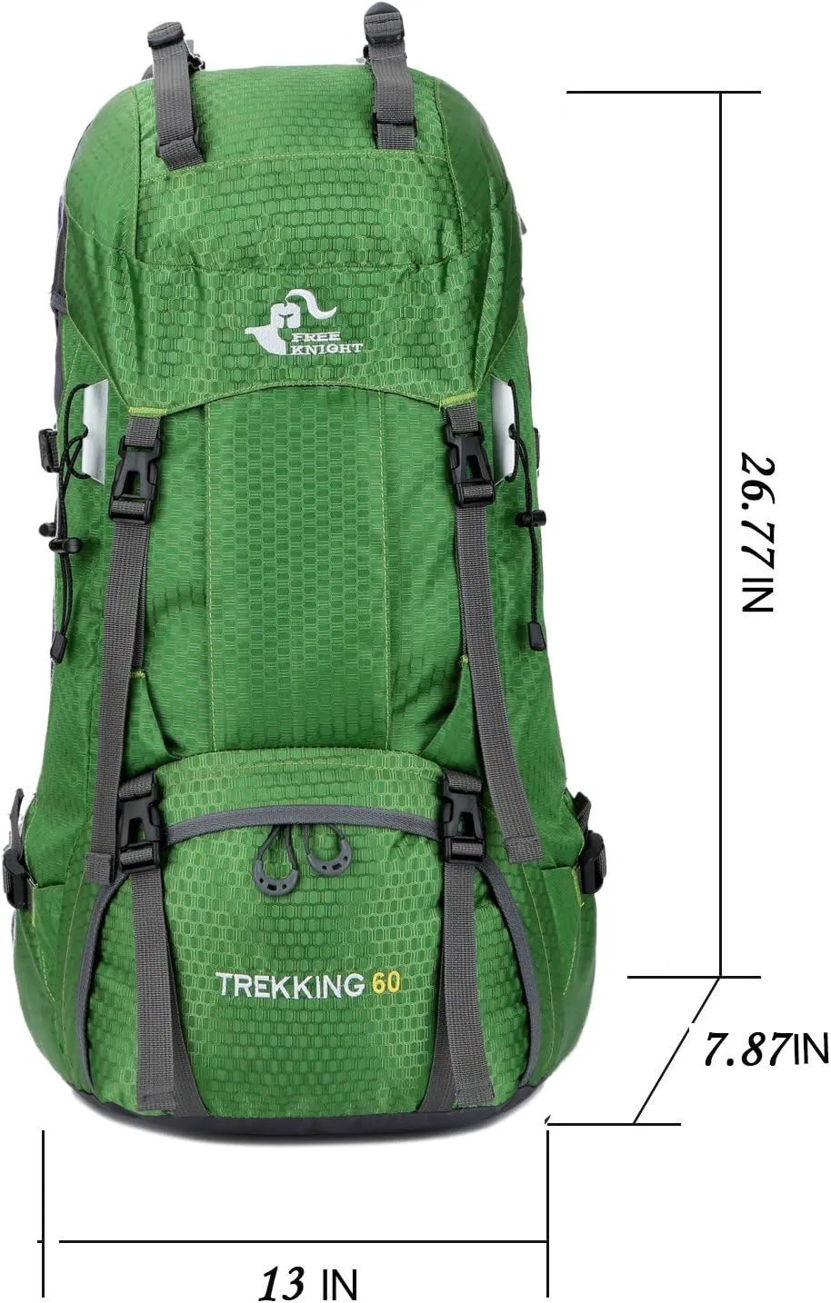 Bseash 60L Waterproof Hiking Camping Backpack with Rain Cover, Large Outdoor Sport Travel Daypack Rucksack for Climbing