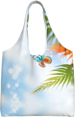 butterflies under the sunshine Handbag, lightweight medium-sized reusable grocery bag, canvas tote bag