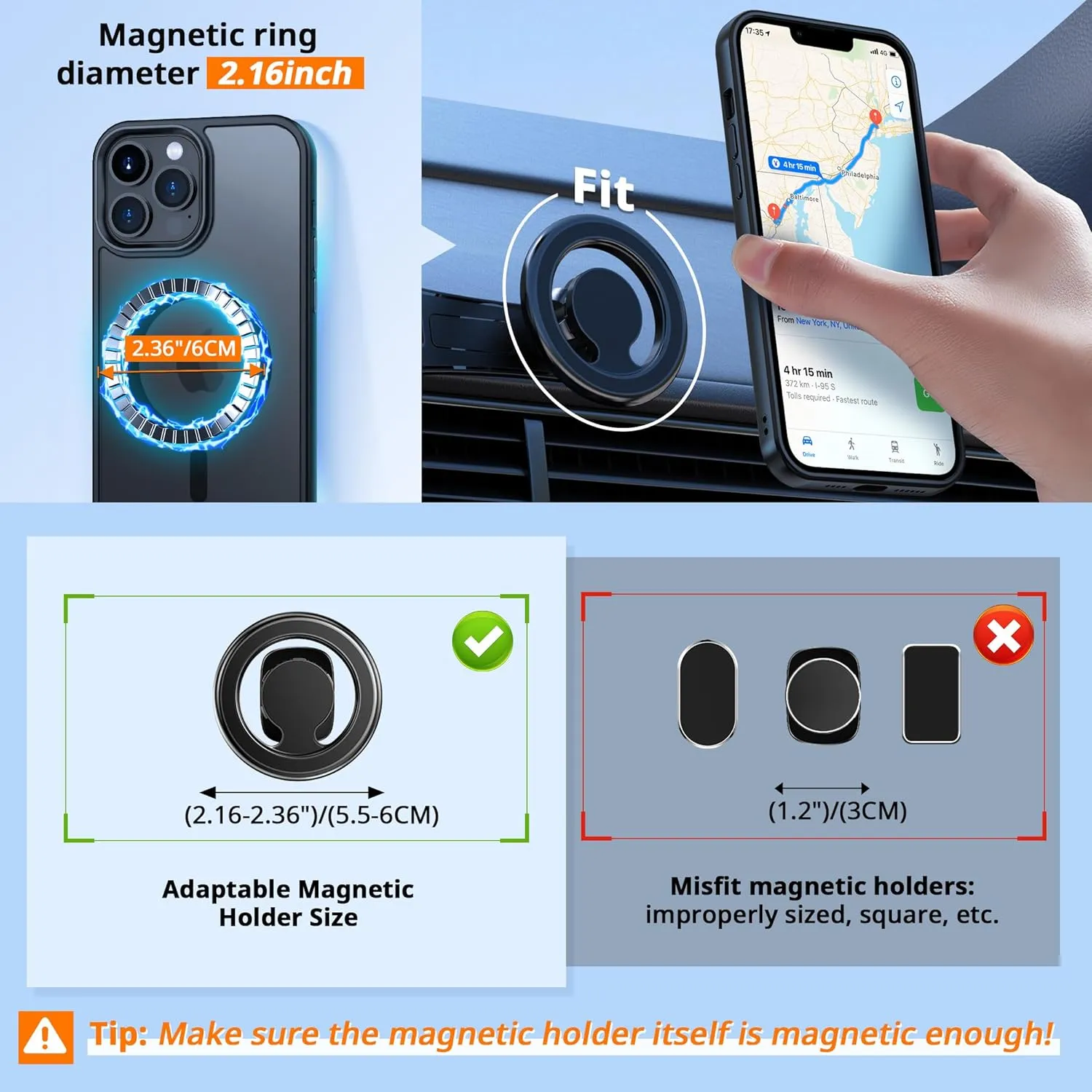 CACOE Magnetic Case for iPhone 14 Pro 6.1 inch-Compatible with MagSafe & Magnetic Car Phone Mount,TPU Thin Phone Cases Cover Protective Shockproof Anti-Fingerprint(Matte Black)