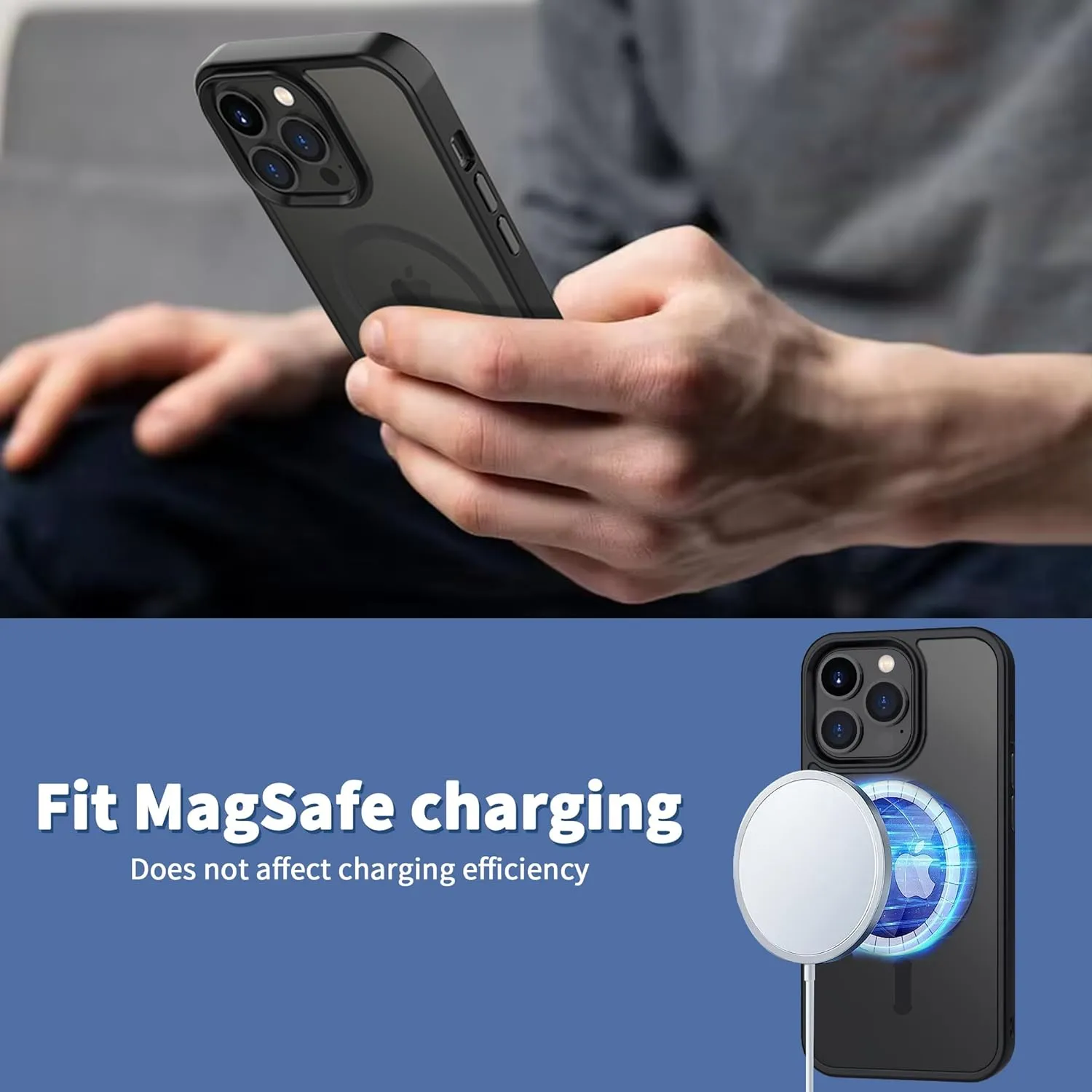 CACOE Magnetic Case for iPhone 14 Pro 6.1 inch-Compatible with MagSafe & Magnetic Car Phone Mount,TPU Thin Phone Cases Cover Protective Shockproof Anti-Fingerprint(Matte Black)