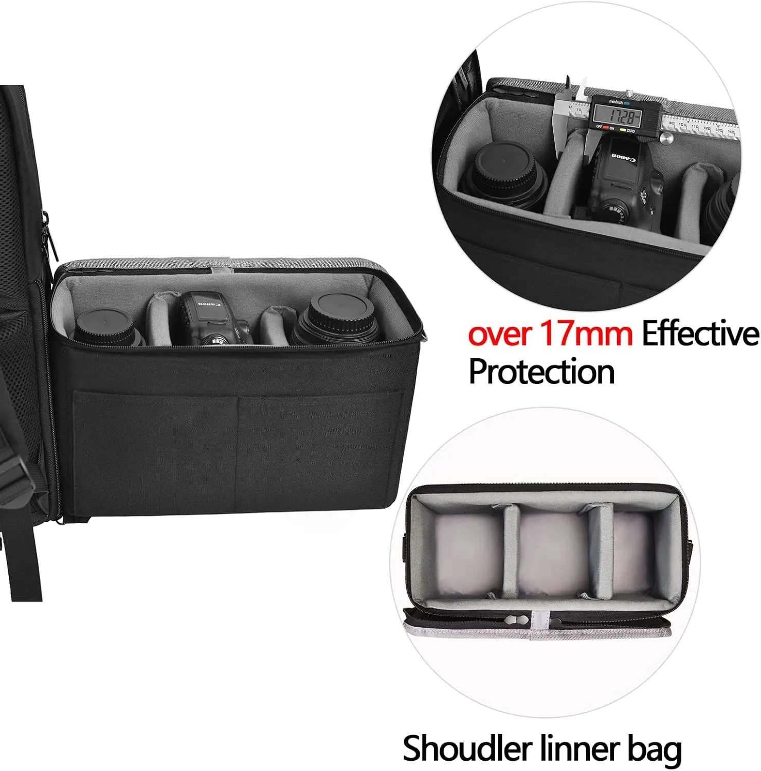 CADeN Camera Backpack Bag with 15.6" Laptop Compartment USB Charging Port, Waterproof Camera Case for DSLR Mirrorless SLR Cameras, Compatible for Sony Canon Nikon Camera and Lens Tripod Accessories