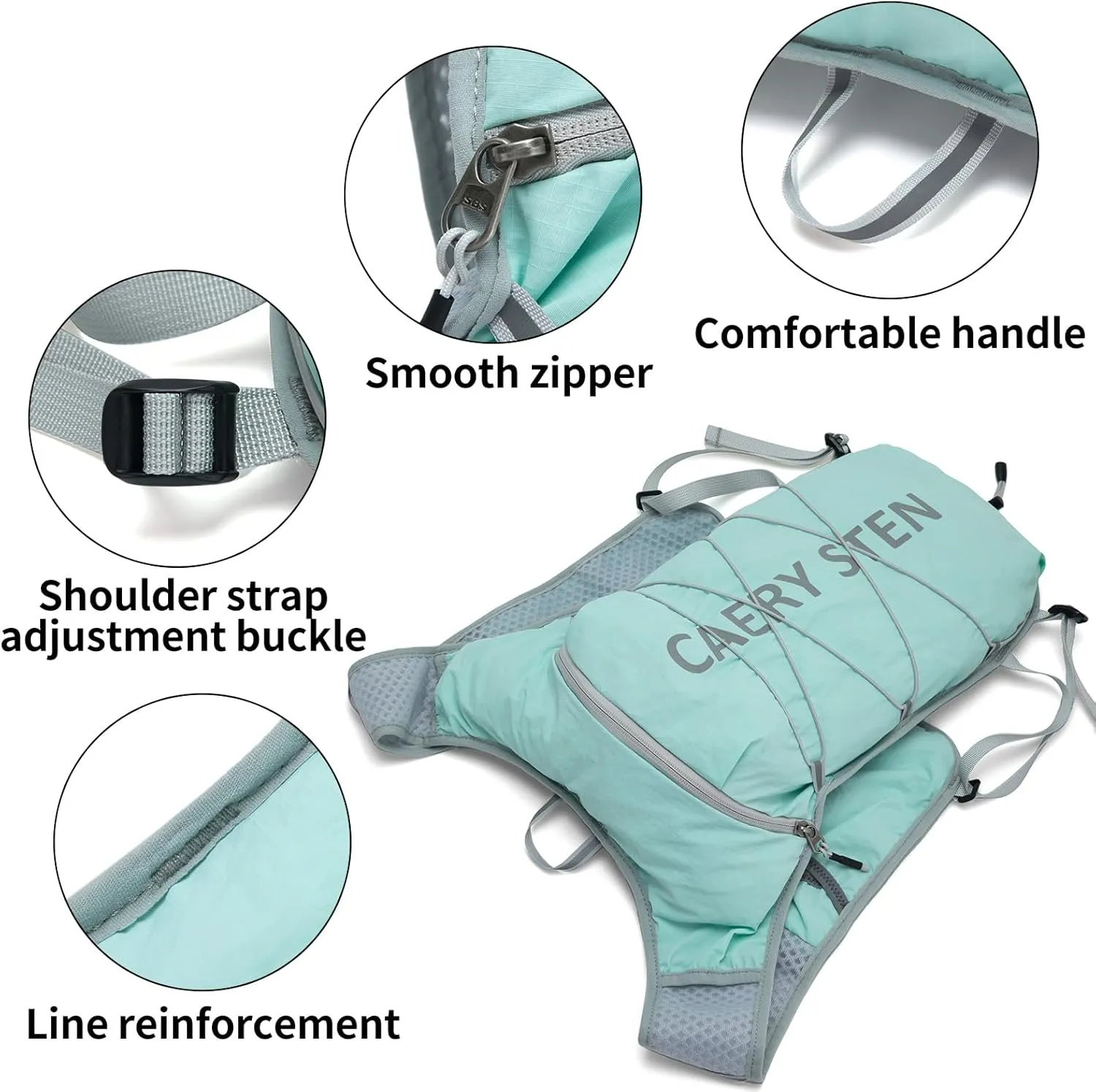 CAERY STEN Hydrated Backpack, Running Vest, paired with a 1.5L Water Bag Hiking Backpack, Suitable for Running, Hiking, Marathon, and Both Men and Women