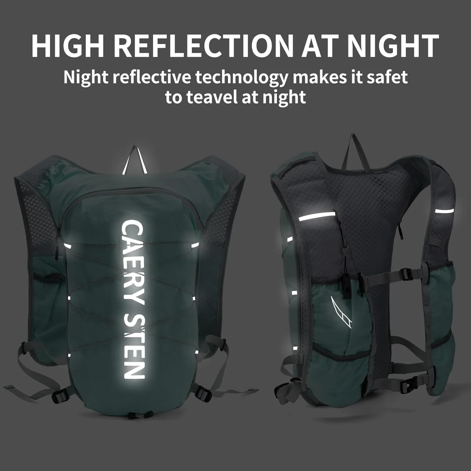 CAERY STEN Hydrated Backpack, Running Vest, paired with a 1.5L Water Bag Hiking Backpack, Suitable for Running, Hiking, Marathon, and Both Men and Women